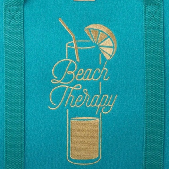 Spartina 449 | NWT Carry All Signature Belgium Linen Tote Beach Therapy Teal Bag - Picture 2 of 2